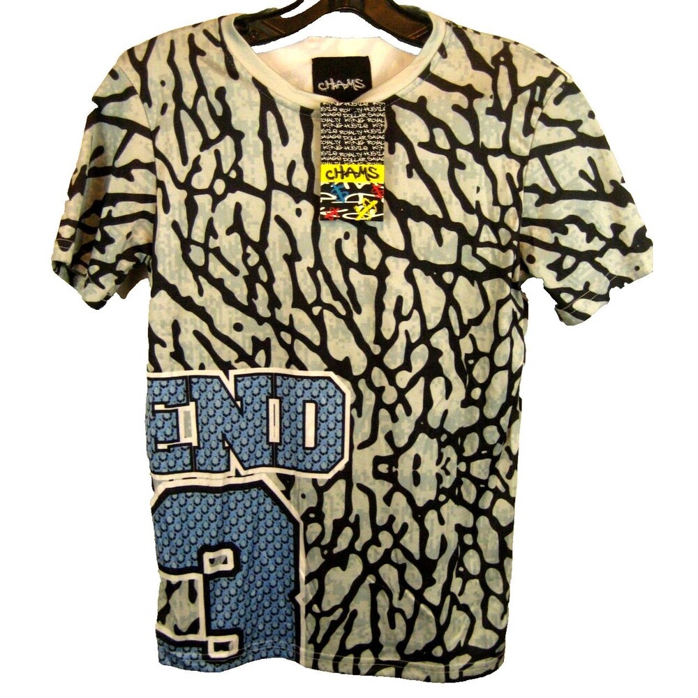 NWT Boys Chams Gray Graphic Crew Neck T-shirt sz Med(10-12)